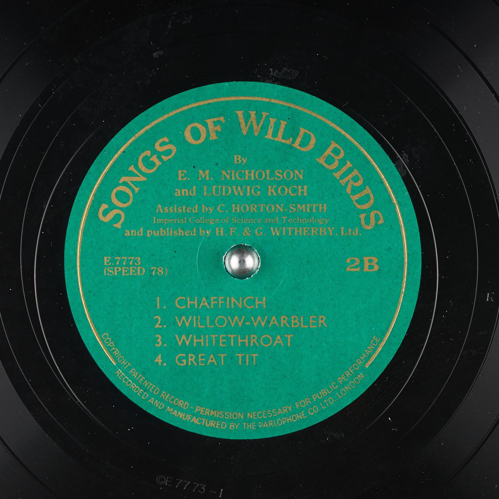 Songs of wild birds. Disc 2, Side B (E.7773)