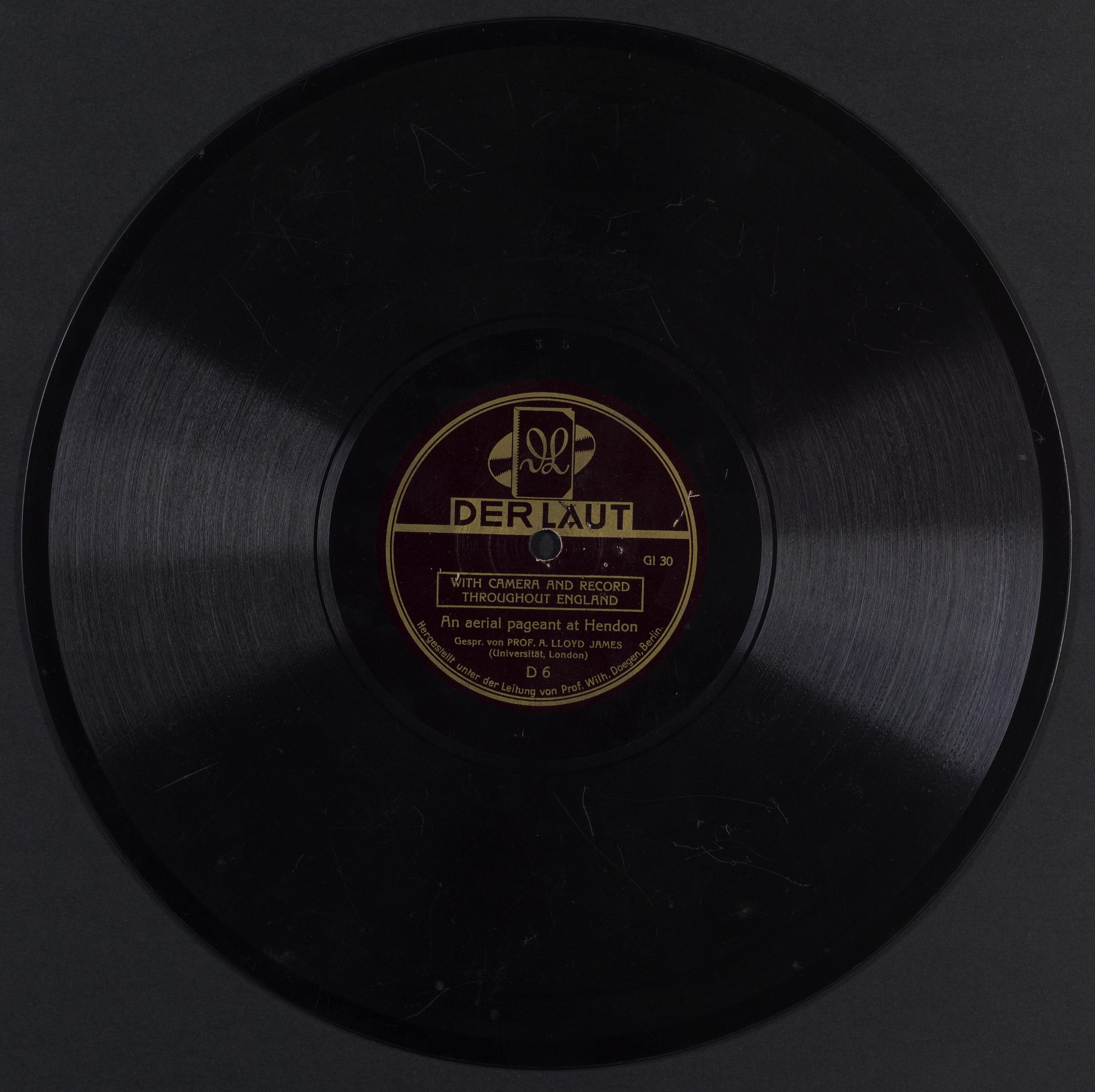 DHM Recording T 98/10 – With Camera and Record, Disc 6, Side A: “The Aerial Pageant at Hendon”