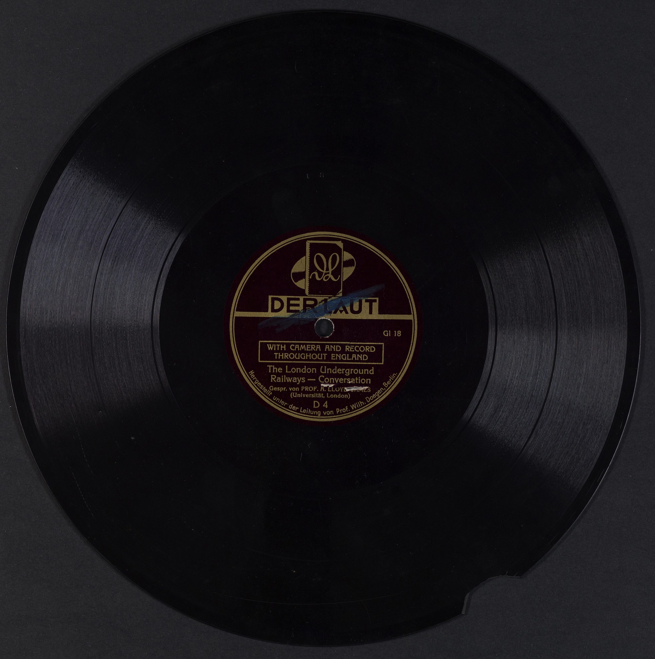 DHM Recording T 98/12 – With Camera and Record, Disc 4, Side A: “The London Underground Railways – Conversation”