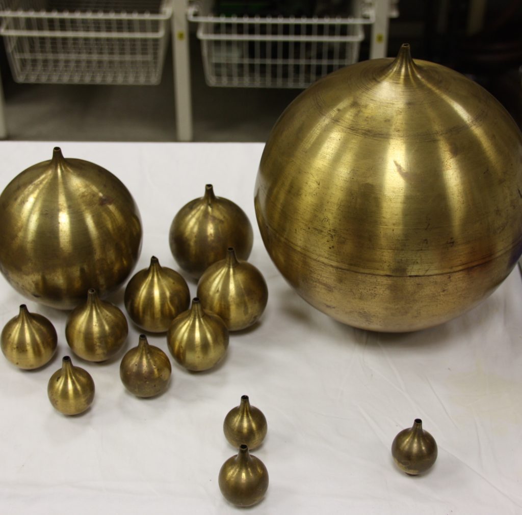 A set of Koenig brass resonators in the Physiology of Hearing Collection in the Department of Physiology, Charité campus. 
