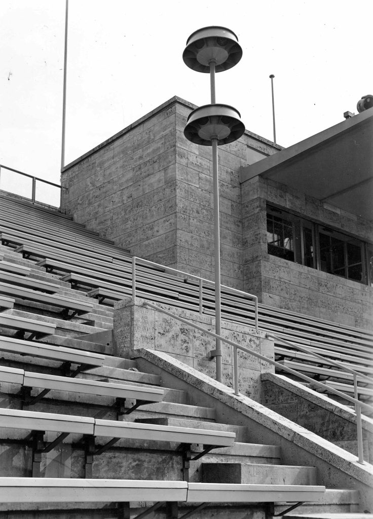 "Löschstrahler” loudspeaker in the Olympic Stadium, Berlin (1936).