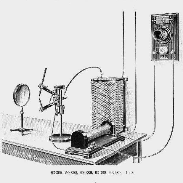 Apparatus for singing- and speaking-arc experiments from the Max Kohl catalog
