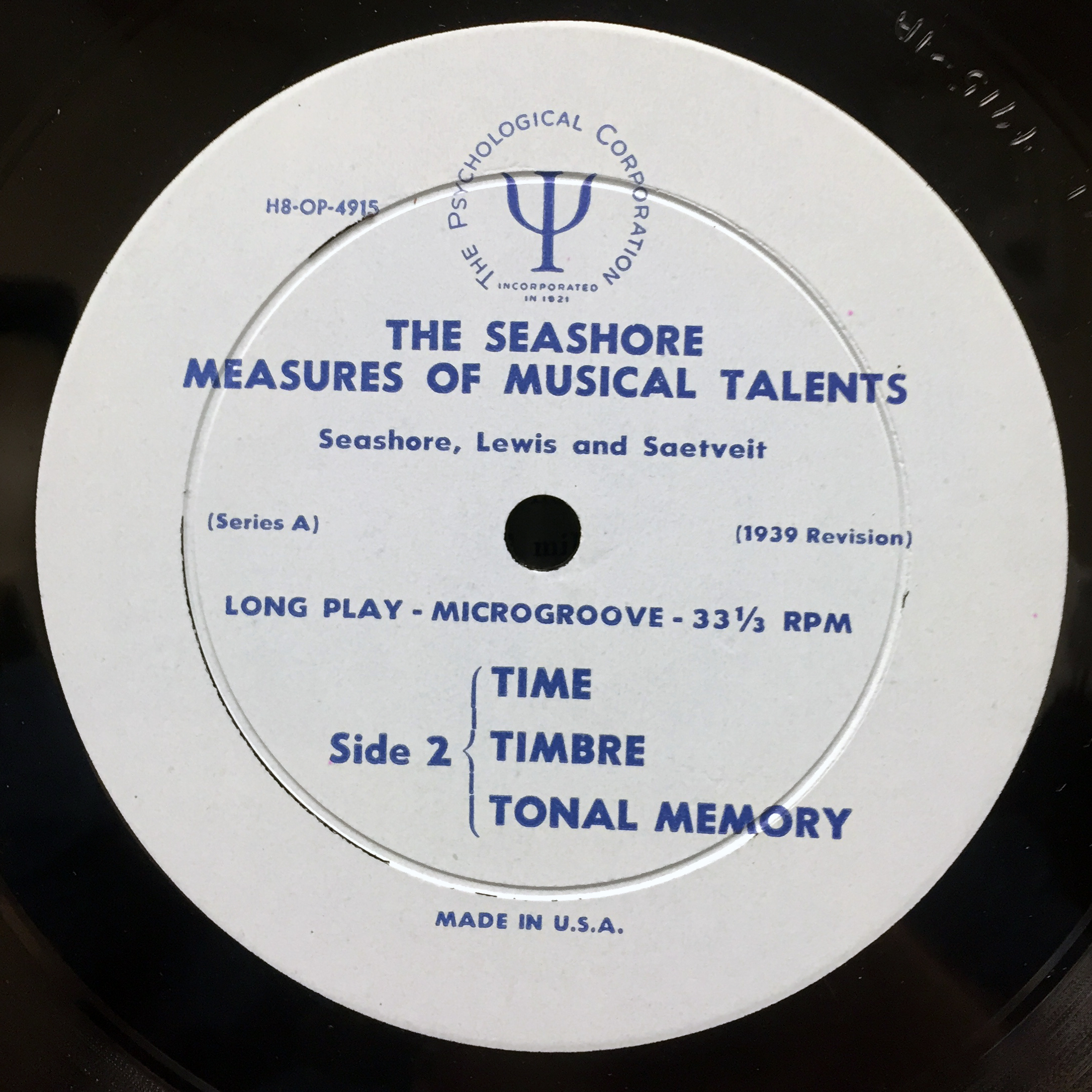 Seashore Measures of Musical Talents 1957: Series-B-4-Timbre